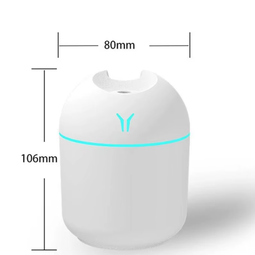 250ML USB Mini Air Humidifier & Essential Oil Diffuser – Ultrasonic, Silent Mist Maker with LED Color Light, for Home or Car.